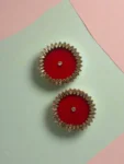 Rainvas Red stud earrings with kundan border