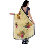 Printed Faux Georgette Blue Color Saree