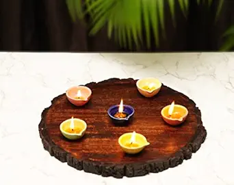 Freakway Ceramic Multi Color Art Traditional Designe Handmade Decorative Dipawali/Diwali Diya/Oil Lamps for Pooja (Set of 12 Diyas)