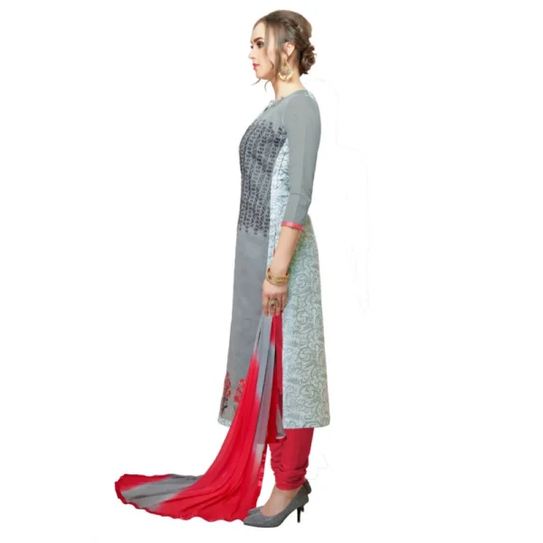 Women's Cotton Unstitched Salwar-Suit Material With Dupatta (Ash , 2-2.5mtrs)
