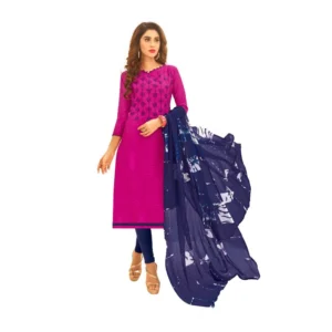 Women's Cotton Jacquard Unstitched Salwar-Suit Material With Dupatta (Magenta, 2 Mtr)