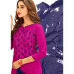 Women's Cotton Jacquard Unstitched Salwar-Suit Material With Dupatta (Magenta, 2 Mtr)