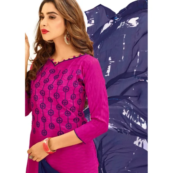 Women's Cotton Jacquard Unstitched Salwar-Suit Material With Dupatta (Magenta, 2 Mtr)
