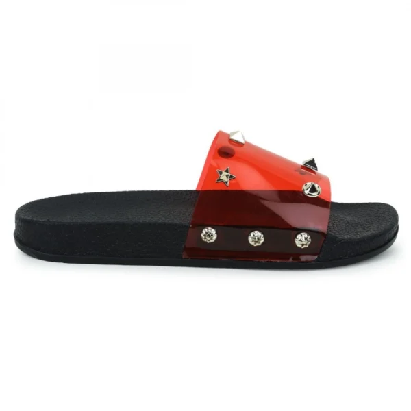 Women Red Color Synthetic Material Casual Sliders
