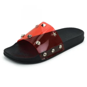 Women Red Color Synthetic Material Casual Sliders