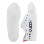 Women White,Blue Color Leatherette Material Casual Sneakers