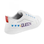 Women White,Blue Color Leatherette Material Casual Sneakers