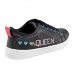 Women Black Color Leatherette Material Casual Sneakers
