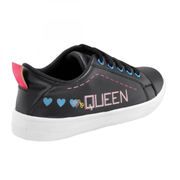 Women Black Color Leatherette Material Casual Sneakers