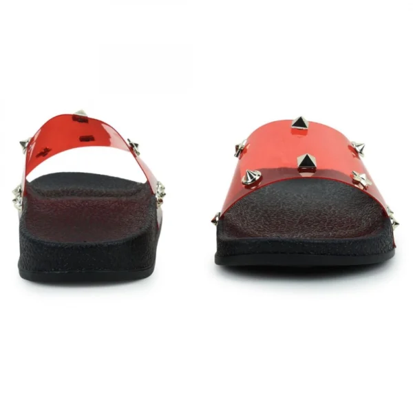 Women Red Color Synthetic Material Casual Sliders