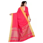 Women's Art Silk Saree With Blouse (Pink, 5-6 Mtrs)