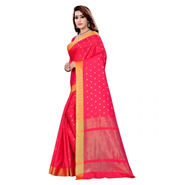 Women's Art Silk Saree With Blouse (Pink, 5-6 Mtrs)