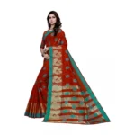 Generic Women's Art Silk, Jacqaurd Saree With Blouse (Red, 5-6 Mtrs)