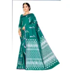 Women's Banarasi silk Saree with Blouse (Green, 5-6mtr)