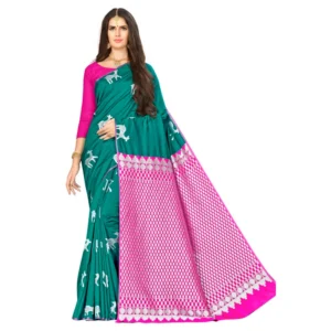 Women's Banarasi silk Saree with Blouse (Green, 5-6mtr)