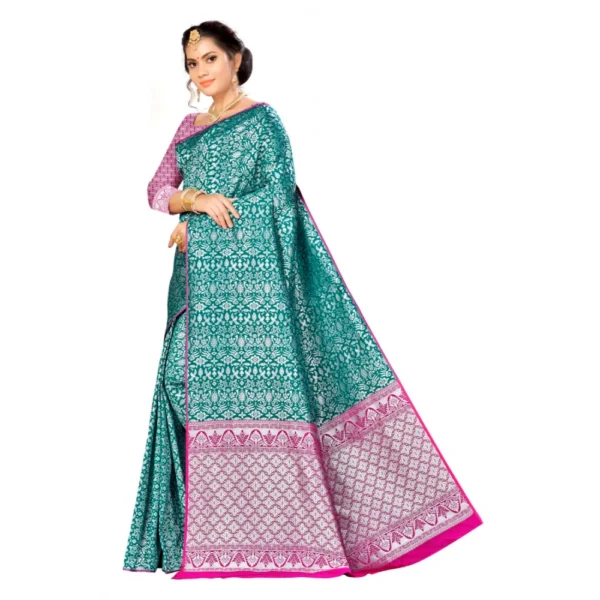 Women's Banarasi silk Saree with Blouse (Multi, 5-6mtr)