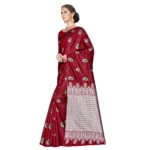 Women's Banarasi silk Saree with Blouse (Maroon, 5-6mtr)
