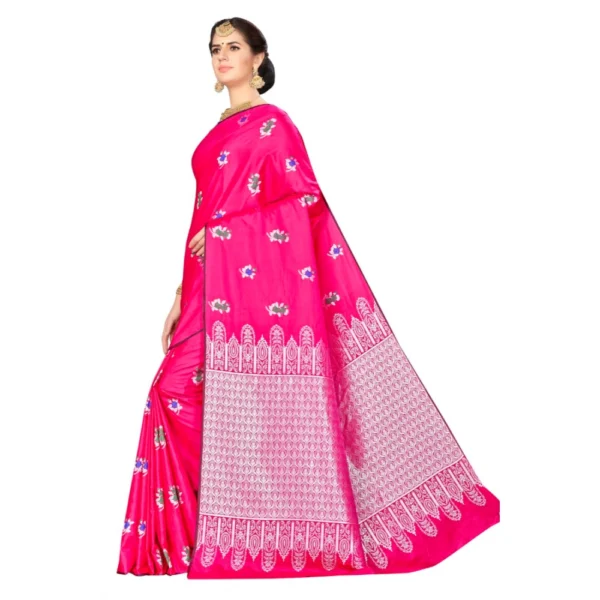 Women's Banarasi silk Saree with Blouse (Pink, 5-6mtr)