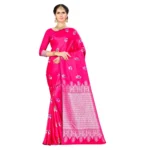 Women's Banarasi silk Saree with Blouse (Pink, 5-6mtr)