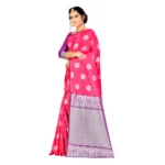 Women's Banarasi silk Saree with Blouse (Pink, 5-6mtr)