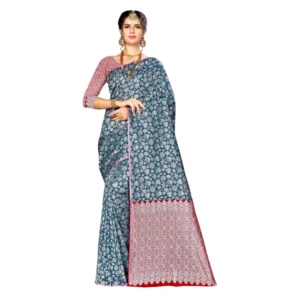 Women's Banarasi silk Saree with Blouse (Multi, 5-6mtr)