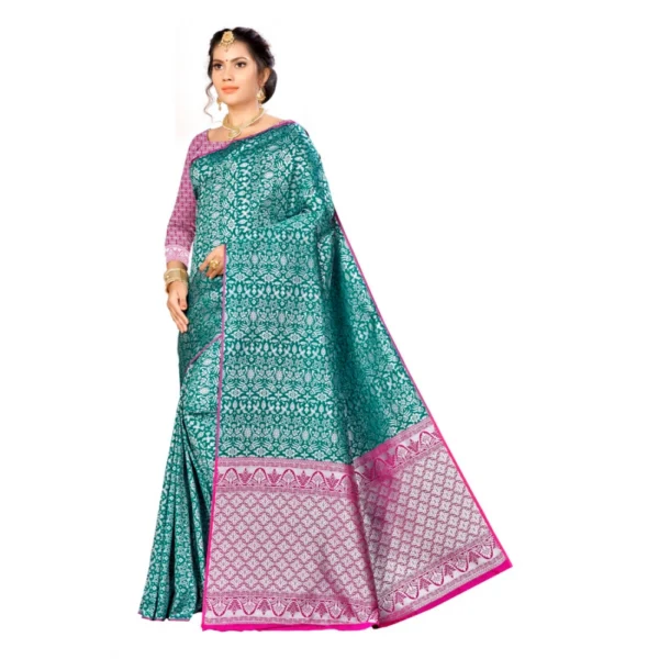 Women's Banarasi silk Saree with Blouse (Multi, 5-6mtr)