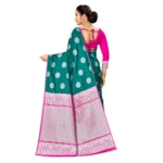 Women's Banarasi silk Saree with Blouse (Green, 5-6mtr)