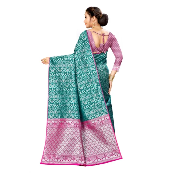 Women's Banarasi silk Saree with Blouse (Multi, 5-6mtr)