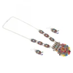 Designer Afgani German Silver Oxidized Necklace Set with Earrings