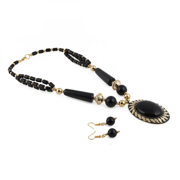 Black Color Designer Tibetan Style Beads Necklace