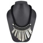 Designer Statement Black and Silver Necklace