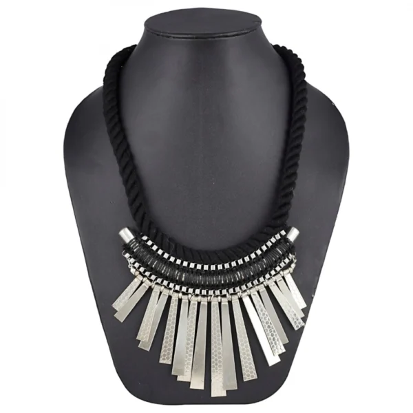 Designer Statement Black and Silver Necklace