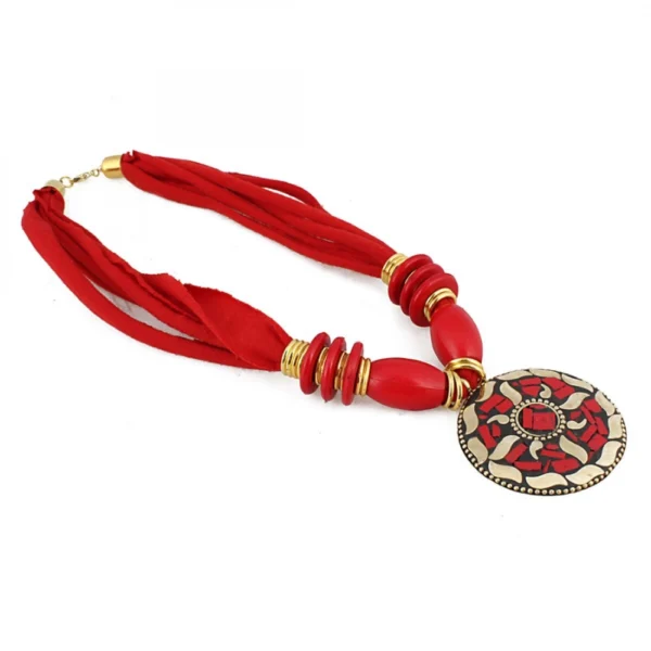 Red Color Designer Tibetan Style Necklace