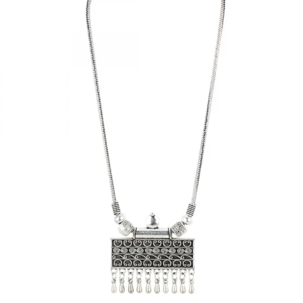 Oxidized Silver Boho Necklace