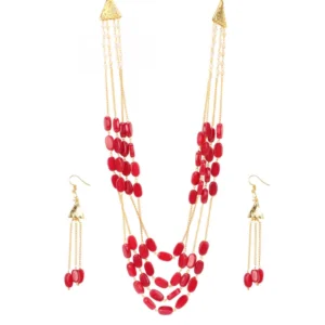 Gold Plated Chain Onyx Stone Necklace Set