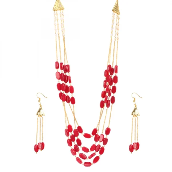 Gold Plated Chain Onyx Stone Necklace Set