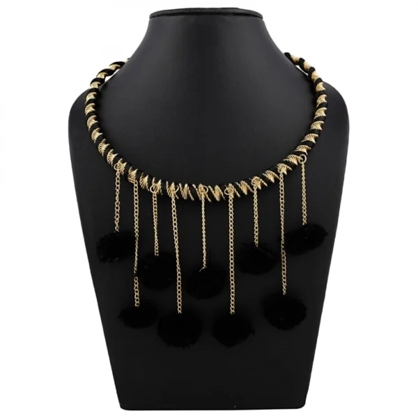Designer Pompom Black Stylish Fashion Necklace