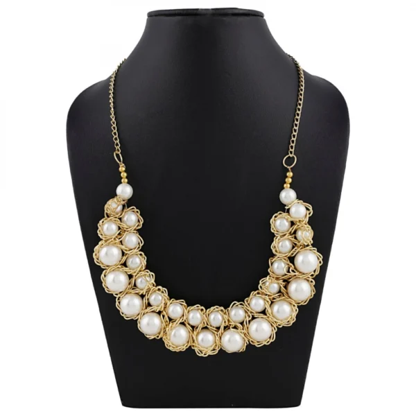 Elegant Pearl Golden Wire Charm Necklace