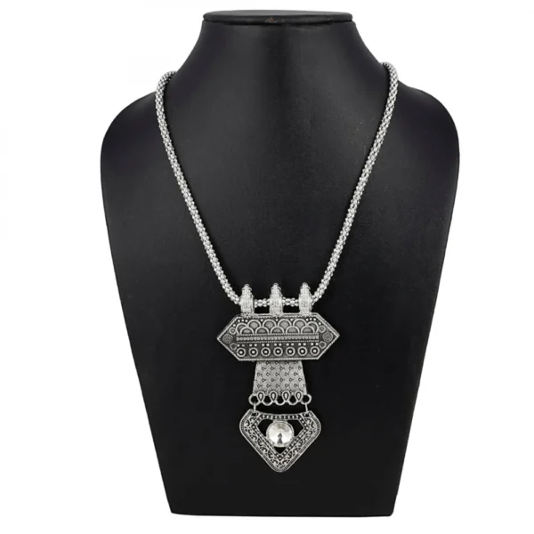 Oxidized Silver Designer Statement Necklace
