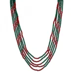 Five Layer Red and Green Crystal Beads Necklace