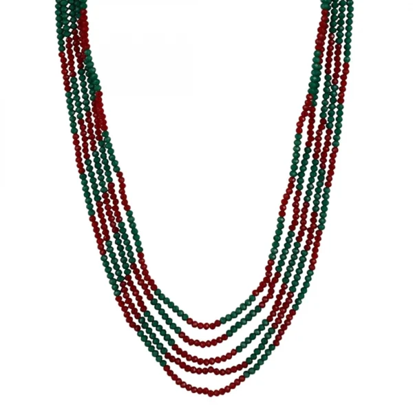 Five Layer Red and Green Crystal Beads Necklace