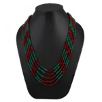 Five Layer Red and Green Crystal Beads Necklace