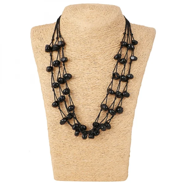 Designer Multi Strand Black Beads Necklace