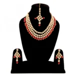 Designer Gold Plated Maroon Kundan Necklace Set