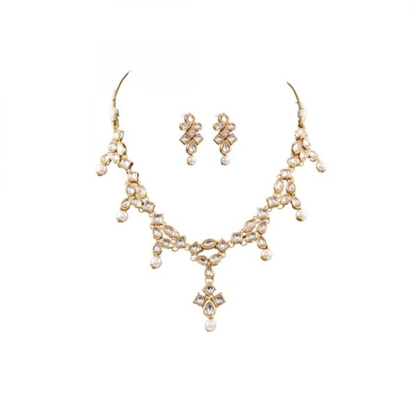 Designer Pearl Gold Plated Kundan Necklace Set