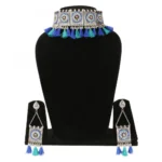 Afghani Boho Handcrafted Tassels Oxidized Silver Necklace Set