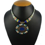 Multicolor Fabric Necklace With Earring Set