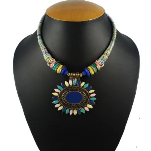 Multicolor Fabric Necklace With Earring Set