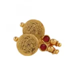 Gold Plated Copper Traditional Designer Temple Coin Necklace with Earrings