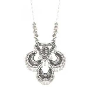 Designer Boho Tribal Gypsy Silver Necklace